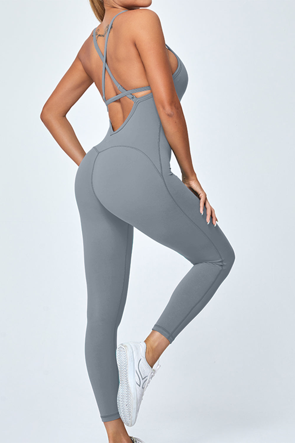 Crisscross Spaghetti Strap Active Jumpsuit