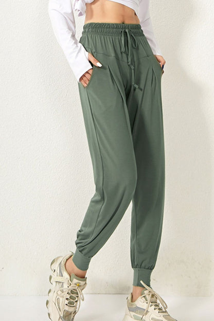 Drawstring High Waist Active Pants