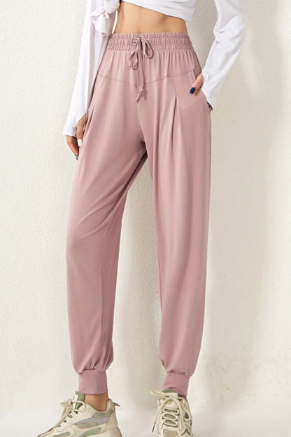 Drawstring High Waist Active Pants