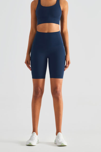 Pocketed High Waist Active Shorts