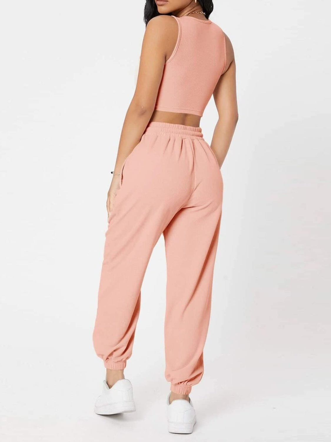 Wide Strap Top and Drawstring Joggers Set