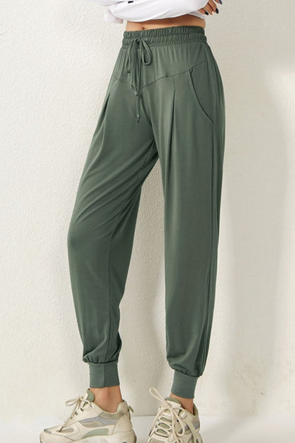 Drawstring High Waist Active Pants